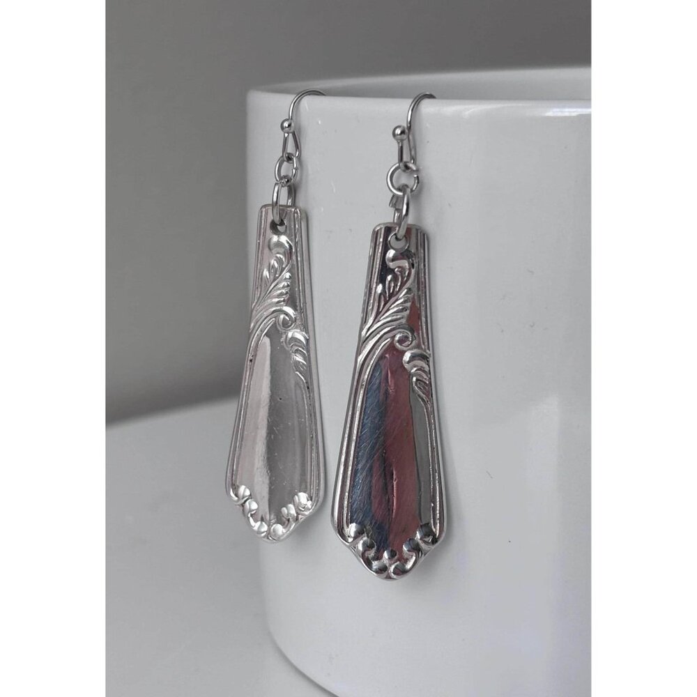 Up-cycled antique silverware earrings dangle drop silver plated flatware jewelry